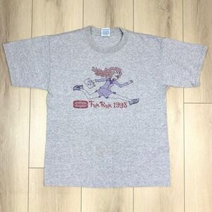 VTG 1998 Kellogg College Fun‎ Run T-Shirt Sz L Gray Graphic Tee Gildan 90s USA